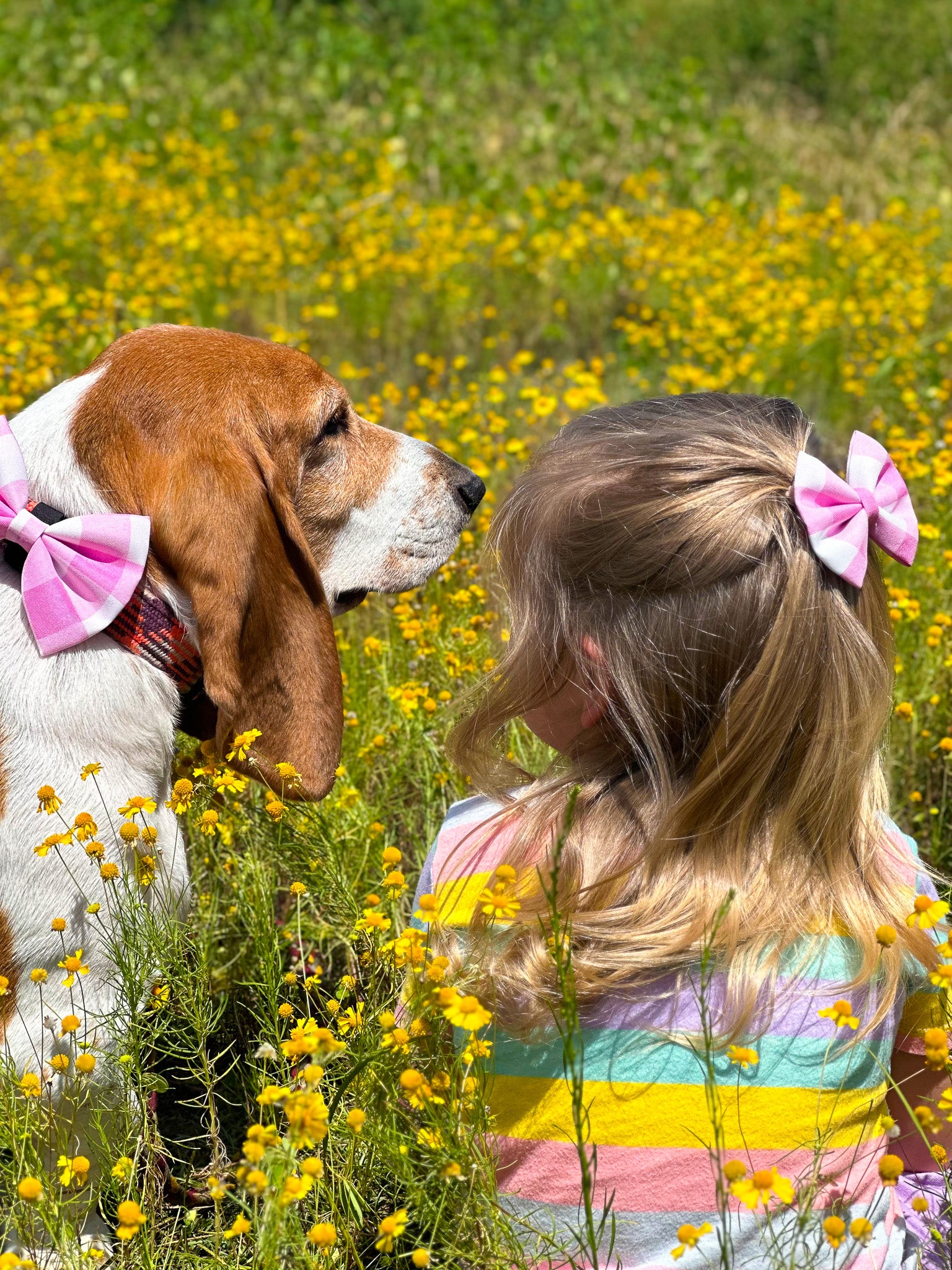 Child & Dog in matching Sheaberies bows